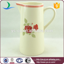 YSj0004-01 Flor roja flor de diseño jarra de baño de cerámica